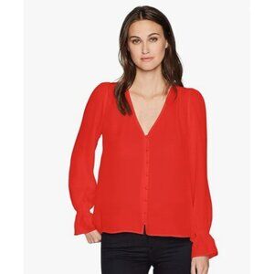 Joie Bolona 100% Silk V-Neck Top Blouse sz S color red NWT mspr 278